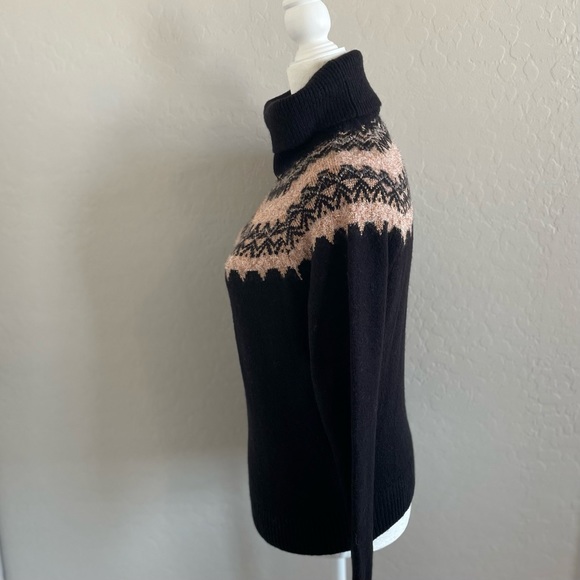 SALE - NWT Ann Taylor Black Nordic Fair Isle Turtleneck Sweater, Size “XS” - Picture 3 of 8